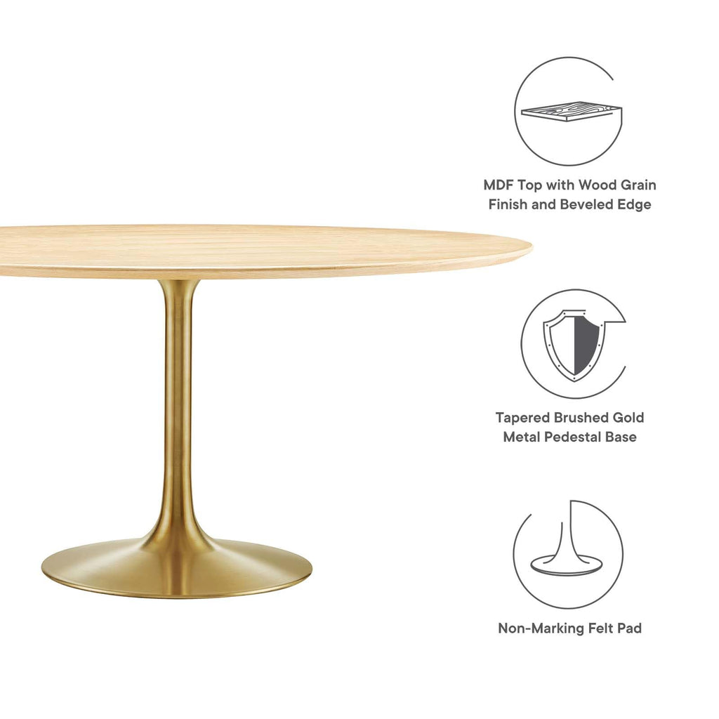 Dining Table, 60", Gold Natural