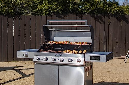 6+1 Convertible Natural Gas Smart bbq Grill, 6 Burners & 1 Side Burner Stainless Steel Denali 605 with Smart Technology, Knob Controls (Without Conversion Kit)