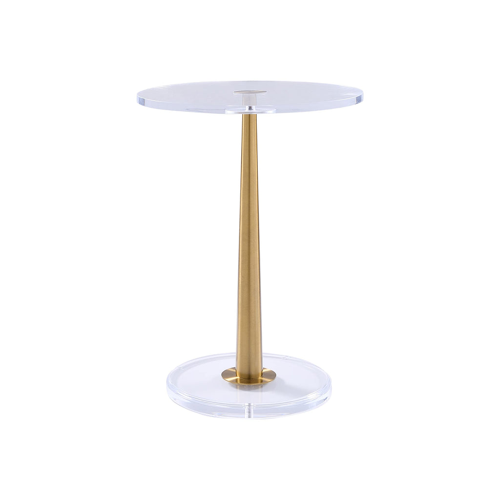 Clear Acrylic Table with Cone Metal Pole (Small, Brushed Gold) …