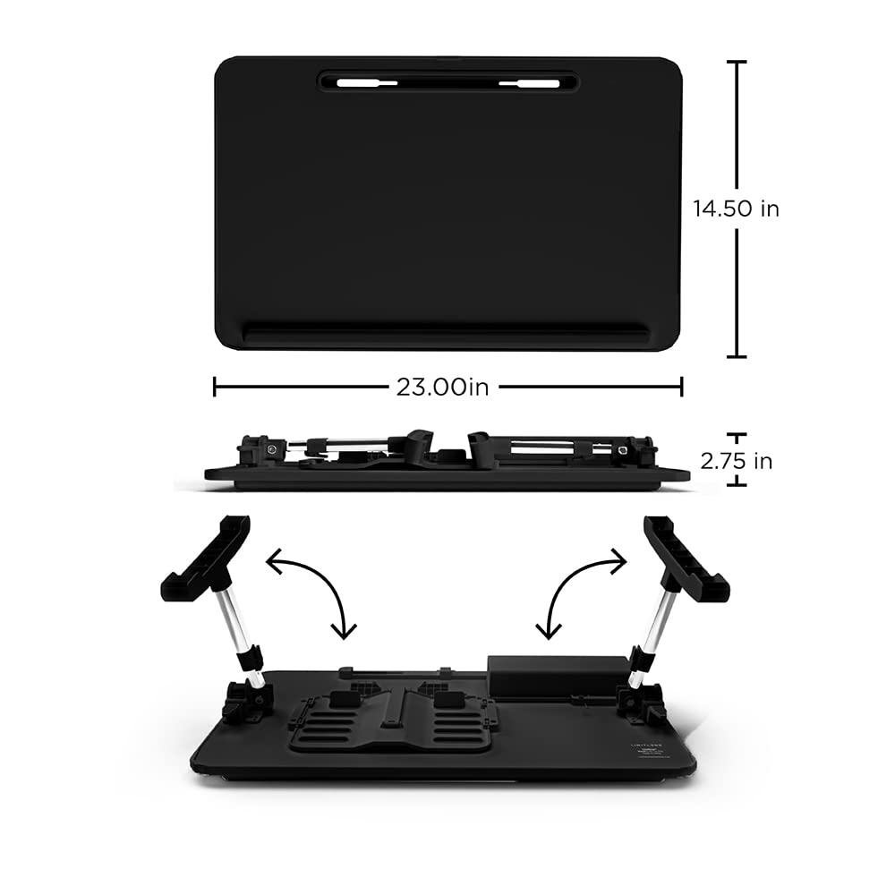 Portable Modern Workstation and Lap Desk with Adjustable Height & Tilt (Charcoal)