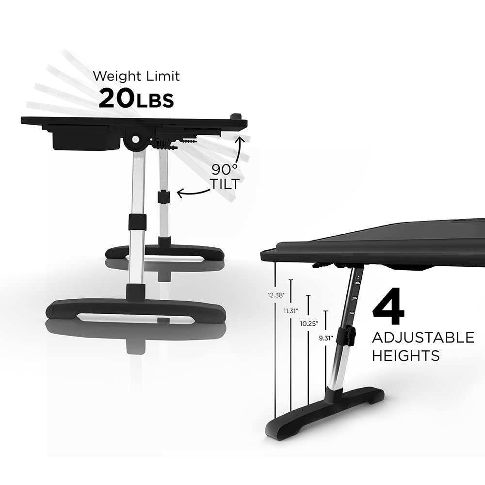 Portable Modern Workstation and Lap Desk with Adjustable Height & Tilt (Charcoal)