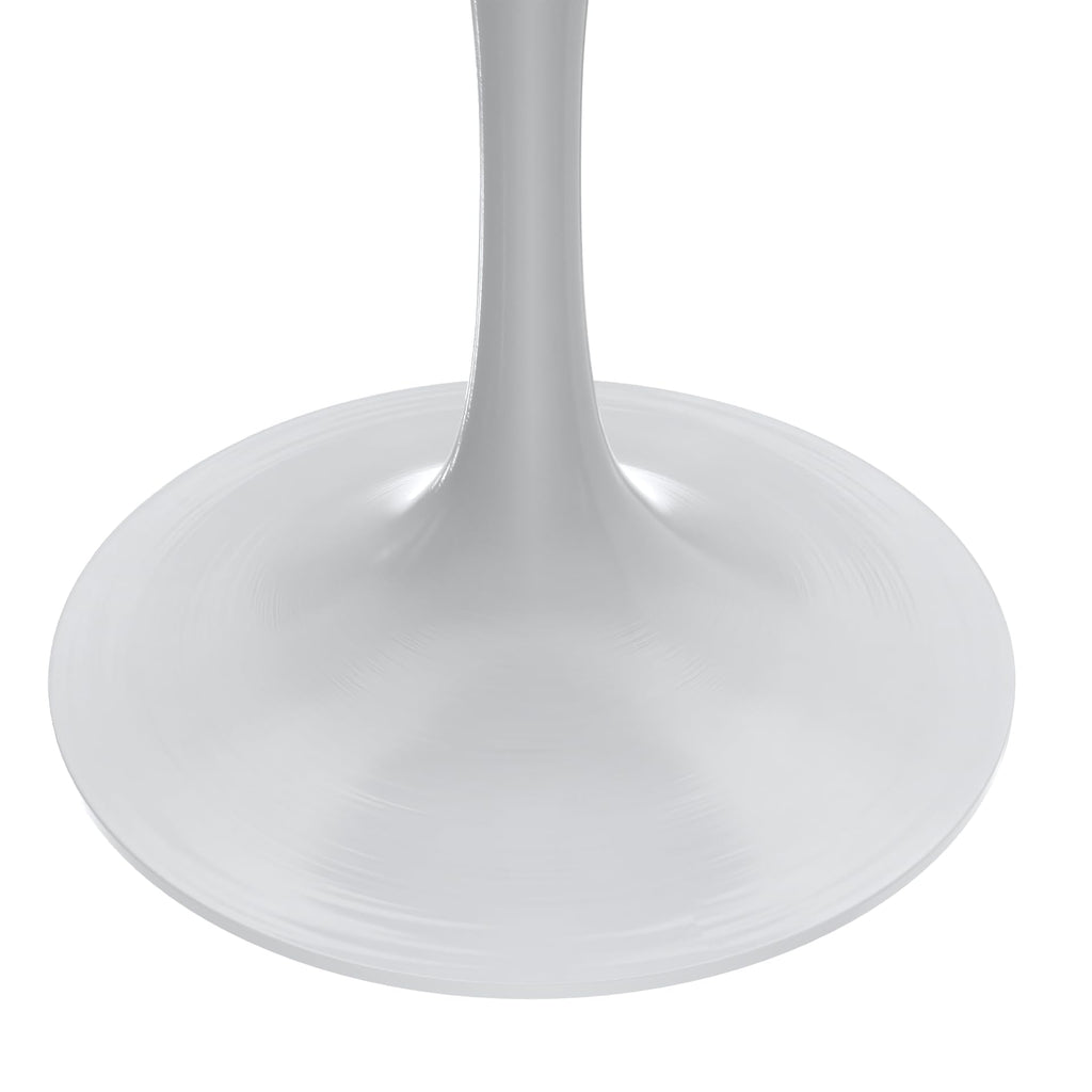 Mid-Century Modern Dining Table with a 27" Round Sintered Stone Tabletop and White Stainless Steel Pedestal Base for Kitchen and Dining Room (Grey)