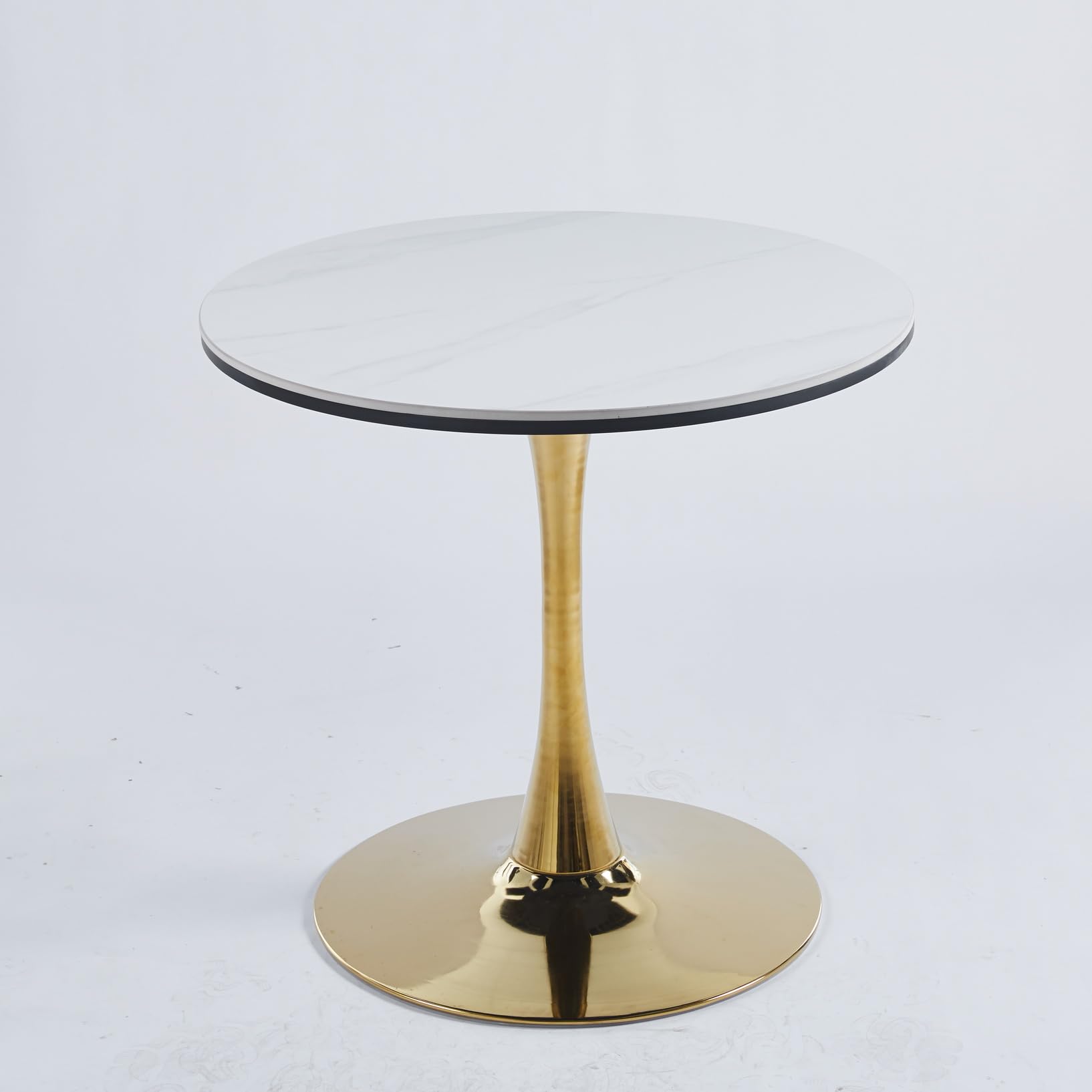 31.5" Round Tulip Dining Table, Mid-Century Tulip Table Kitchen Tulip Dining Table 2 People with Faux Marble Table Top & Metal Base for Office Living Room
