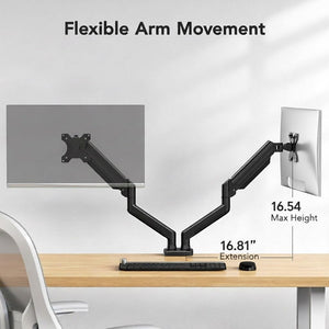Dual Monitor Mount for 2 Monitors up to 30 inches, Each Arm Holds Max 22lbs, Dual Monitor Stand with Advanced System, Height-Adjustable/Tilt/Swivel/Rotate, VESA Standard 75mm or 100mm