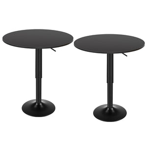 2 Pcs Bar Table, Height-Adjustable Round Pub Table 27-35.4 Inches with Sturdy Base, Modern Style Bar Table Easy Assembly with Metal Base for Pub, Party and Small Places, Black