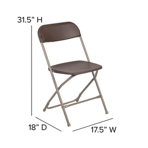 Hercules Series Plastic Folding Chair - - Brown - 650LB Weight Capacity Comfortable Event Chair - Lightweight Folding Chair -