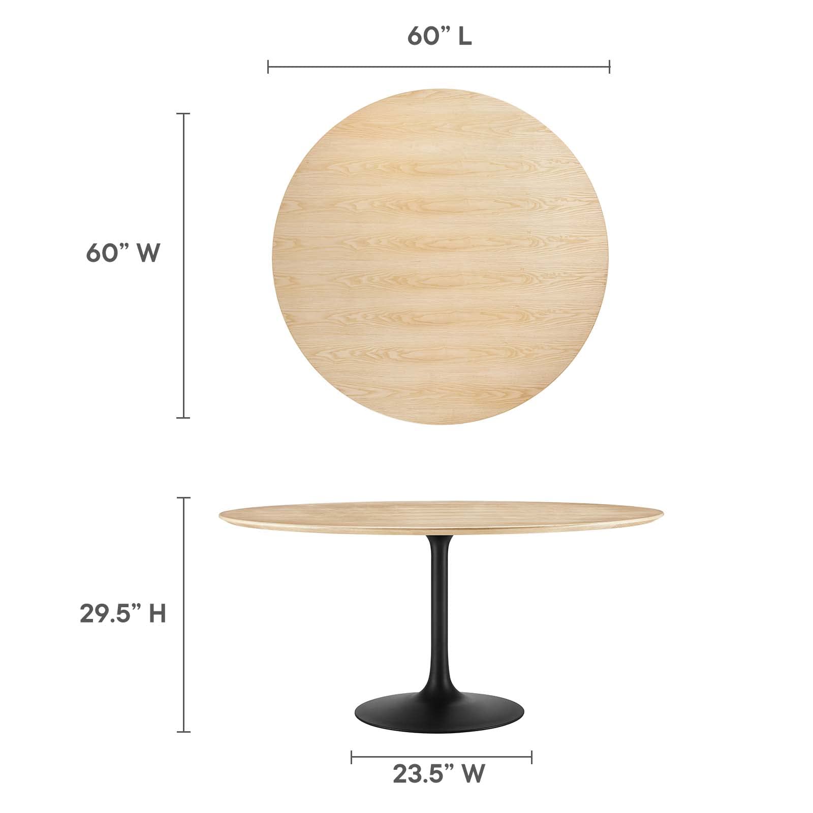 Dining Table, 60", Black Natural