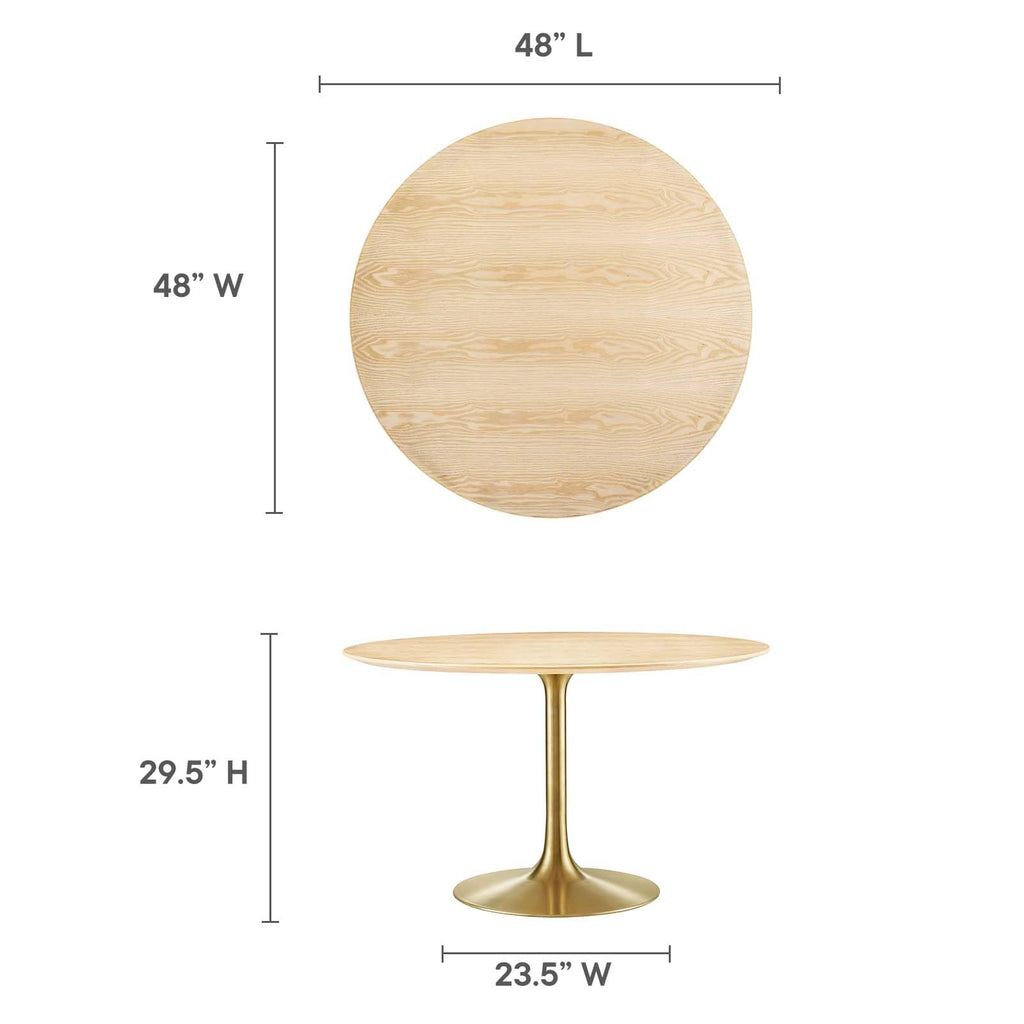 Dining Table, 48", Gold Natural