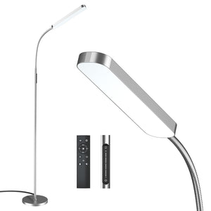 15w/1000lm Bright LED Floor Lamp with Stepless Adjustable 3000K-6000K Colors and Dimmer, Remote and Touch Control Reading Lamp, Adjustable Gooseneck Floor Lamp for Living Room
