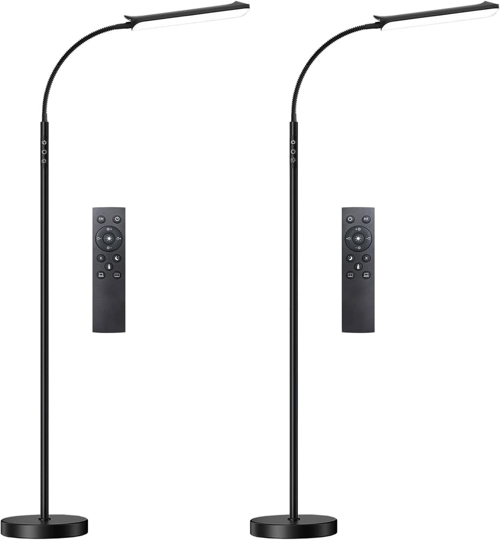 Dimmable LED Floor Lamp, Super Bright Reading Lamps Floor Standing lamp with Remote & Touch Control, Stepless Dimming & 2700K-6500K Color Temperature, for Living Room Bedroom Office, 2 Pack