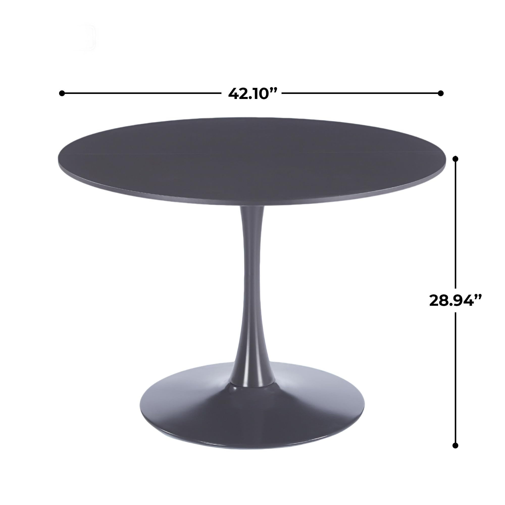 42" Tulip Table for 4-6 Persons Modern Round Dining Room Table, Mid-Century Modern Grey Small Kitchen Table with MDF Wooden Top, Leisure Coffee Table for Living Room, Dining Room, Office