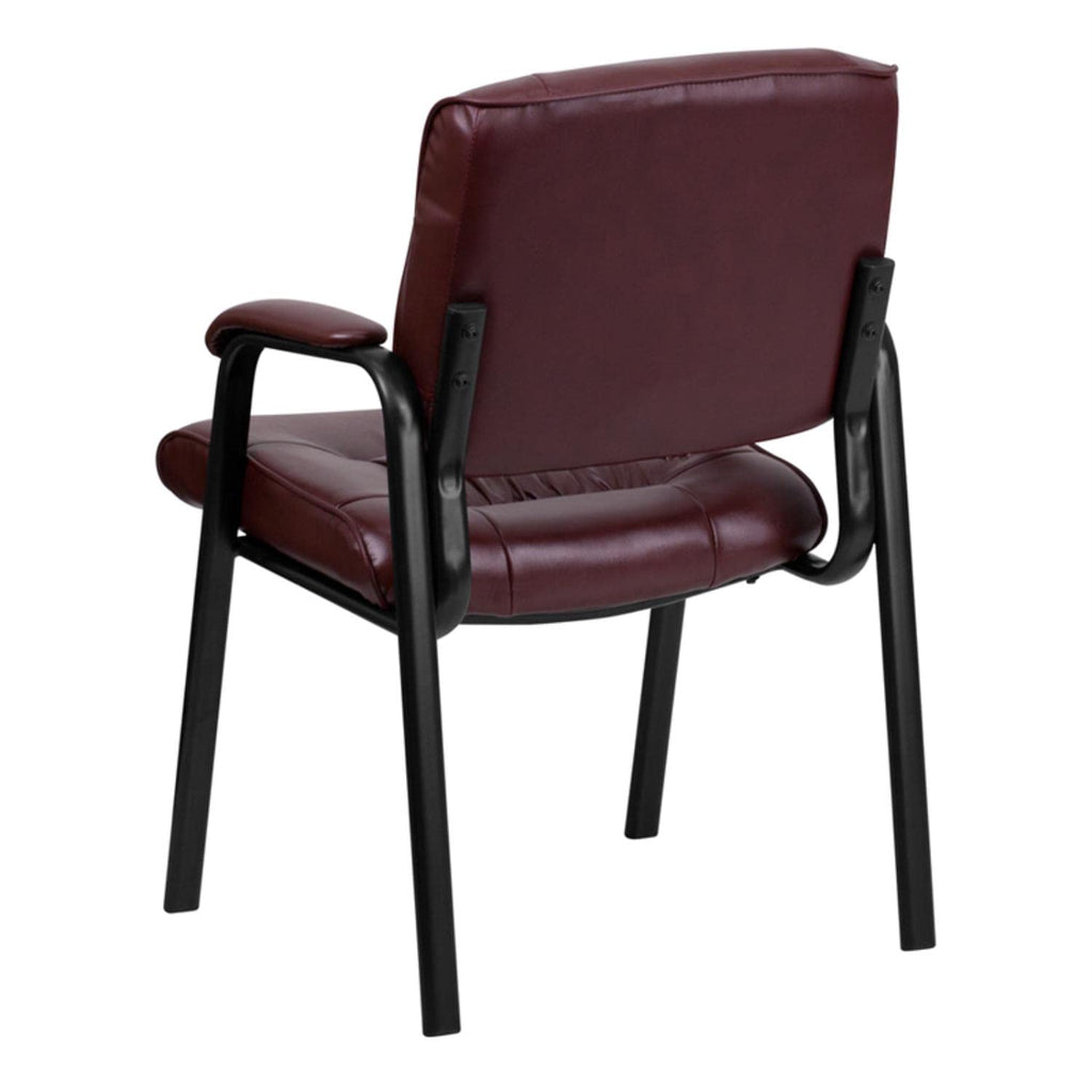 Haeger LeatherSoft Tufted Executive Reception Chair with Padded Armrests, Upholstered Side Chair for Living Room or Office, Burgundy