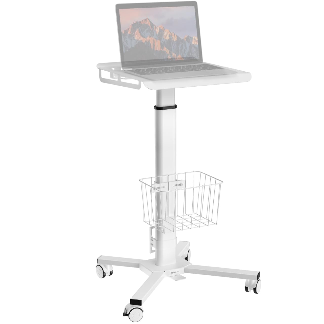 Mobile Laptop Cart on Wheels, Load up to 17.6 lbs, Standing Rolling Desk Adjustable Height, Portable Workstation for Laptop/Small Computer Cart for Couch, Home, Office White