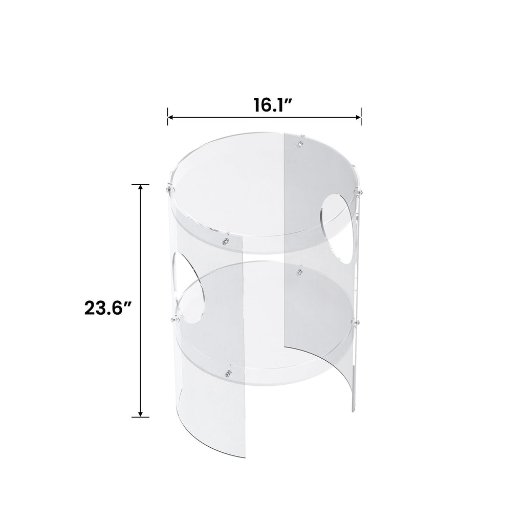Clear Acrylic End Table, 2-Tier Tray Nightstand with Sturdy Design, Easy Assembly, Compact Size for Small Spaces, Modern Transparent Furniture for Bedroom or Living Room