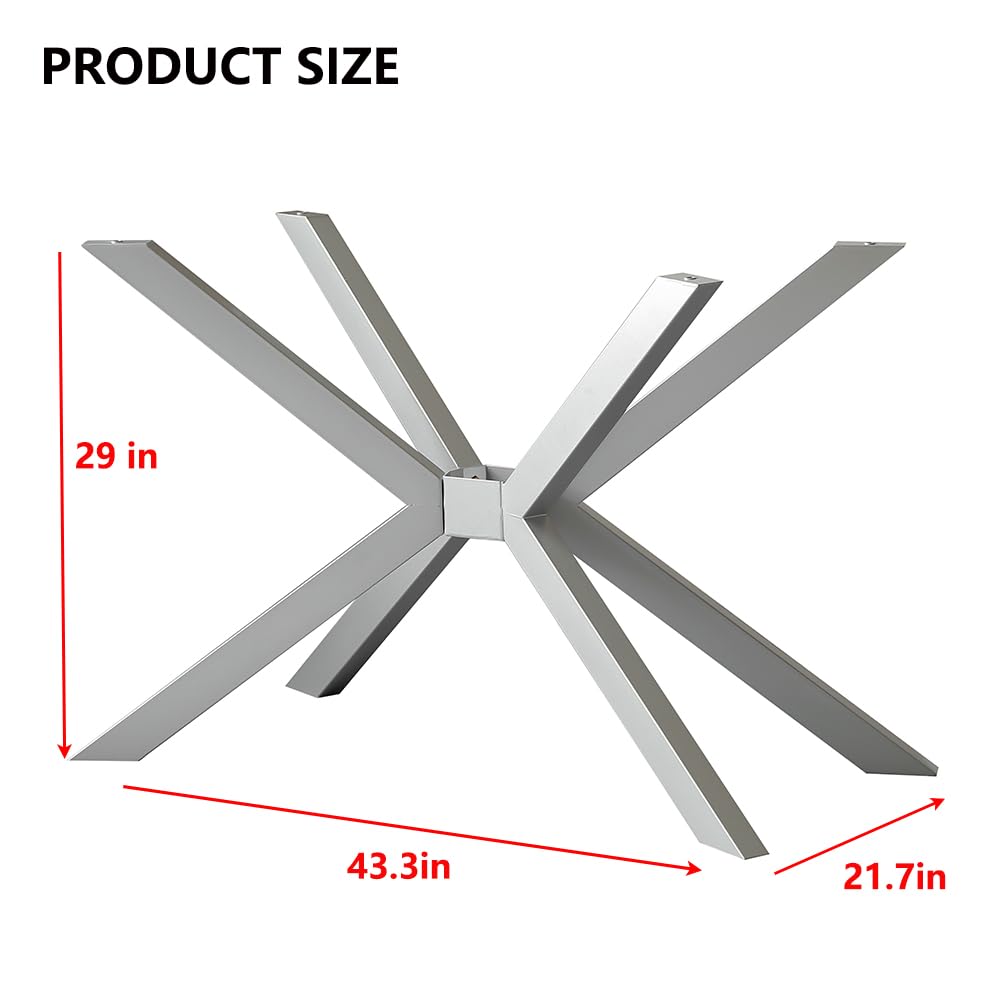 Modern Table Base 29" Metal Dining Table Legs with Suction Cups, Desk Base for Marble,Glass,Wood Top, Furniture Legs for Coffee Table,Home,Kitchen, Office (Silver)