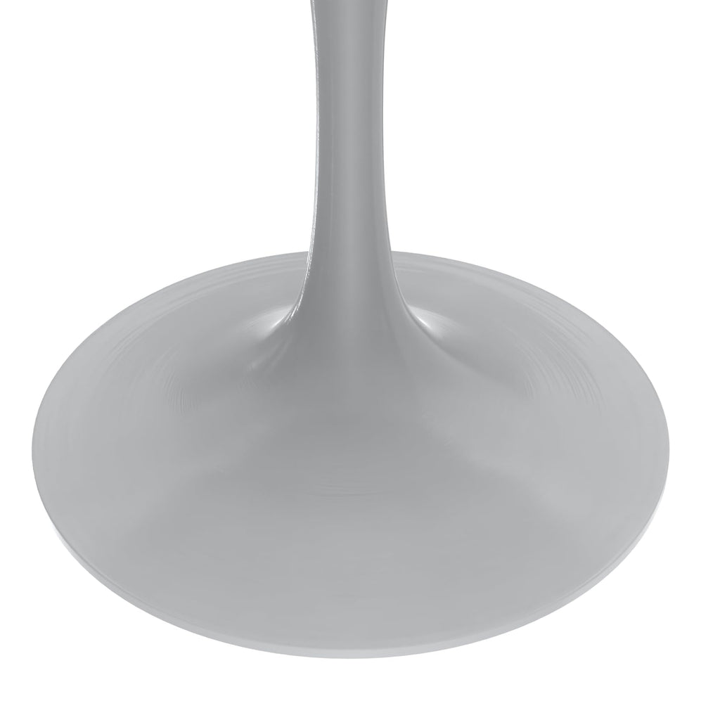 Modern 48" Round Dining Table with Sintered Stone Tabletop in White Steel Pedestal Base for Kitchen and Dining Room (Grey)