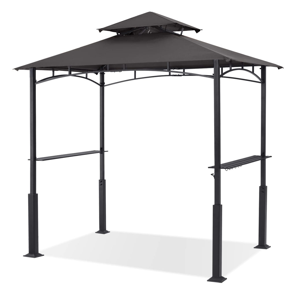 8x5 Grill Gazebo - Outdoor BBQ Canopy Shelter with Led Light for Patio Backyard Grilling (Dark Gray)