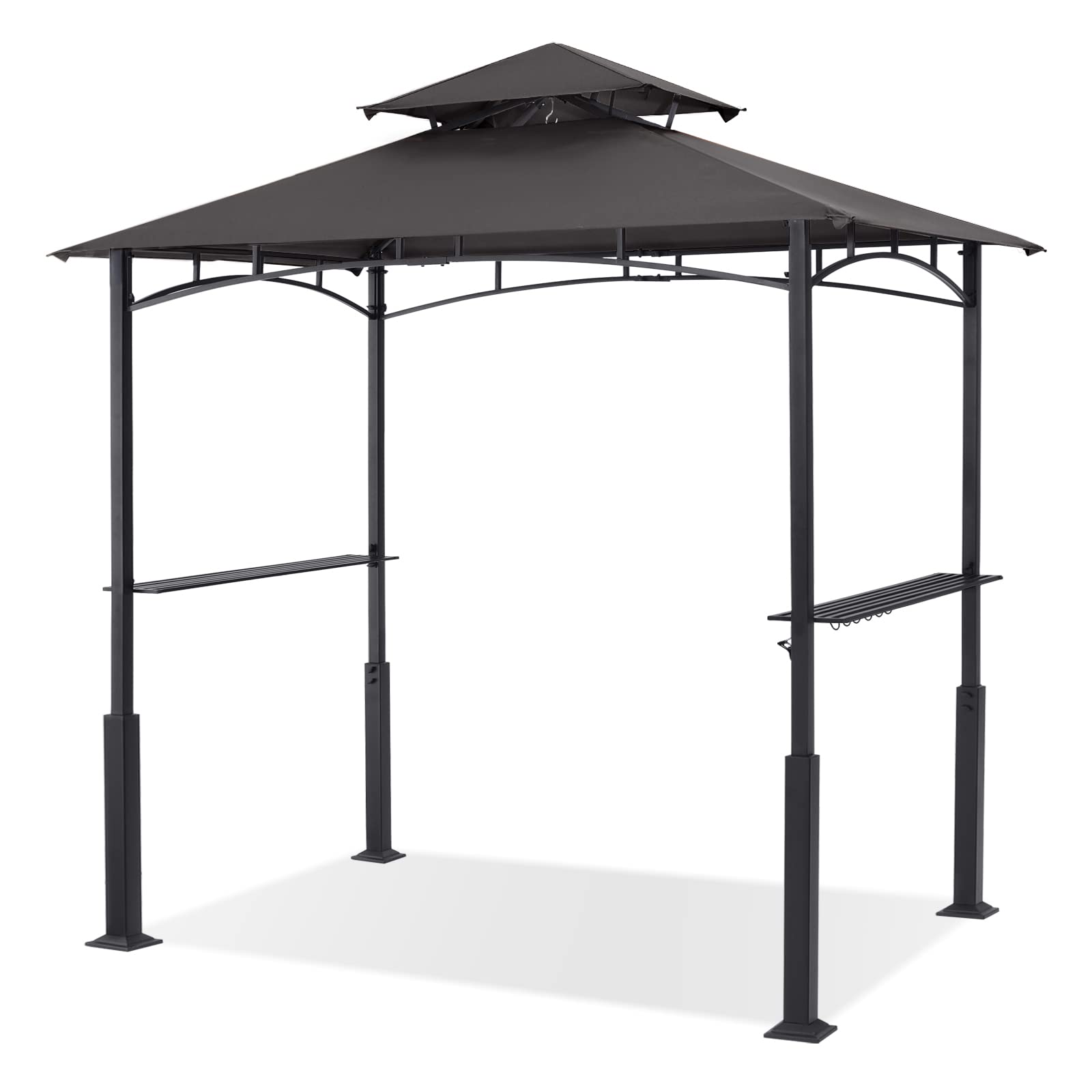 8x5 Grill Gazebo - Outdoor BBQ Canopy Shelter with Led Light for Patio Backyard Grilling (Dark Gray)