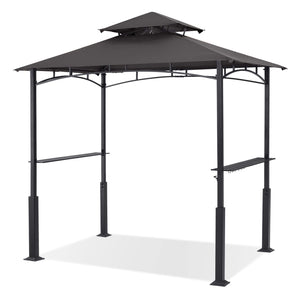 8x5 Grill Gazebo - Outdoor BBQ Canopy Shelter with Led Light for Patio Backyard Grilling (Dark Gray)