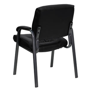Haeger Black LeatherSoft Executive Side Reception Chair with Titanium Gray Powder Coated Frame