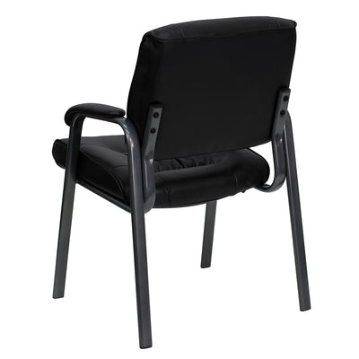Haeger Black LeatherSoft Executive Side Reception Chair with Titanium Gray Powder Coated Frame