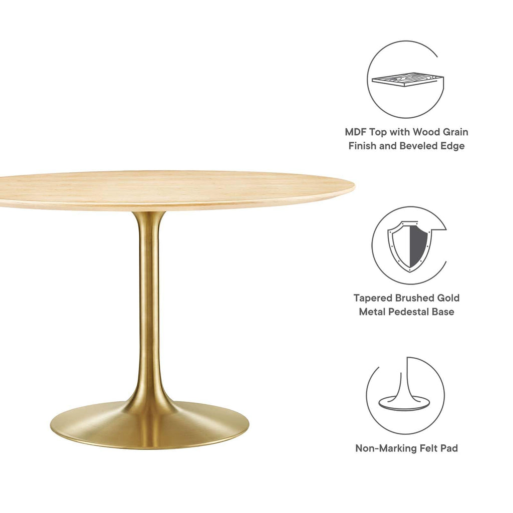 Dining Table, 48", Gold Natural