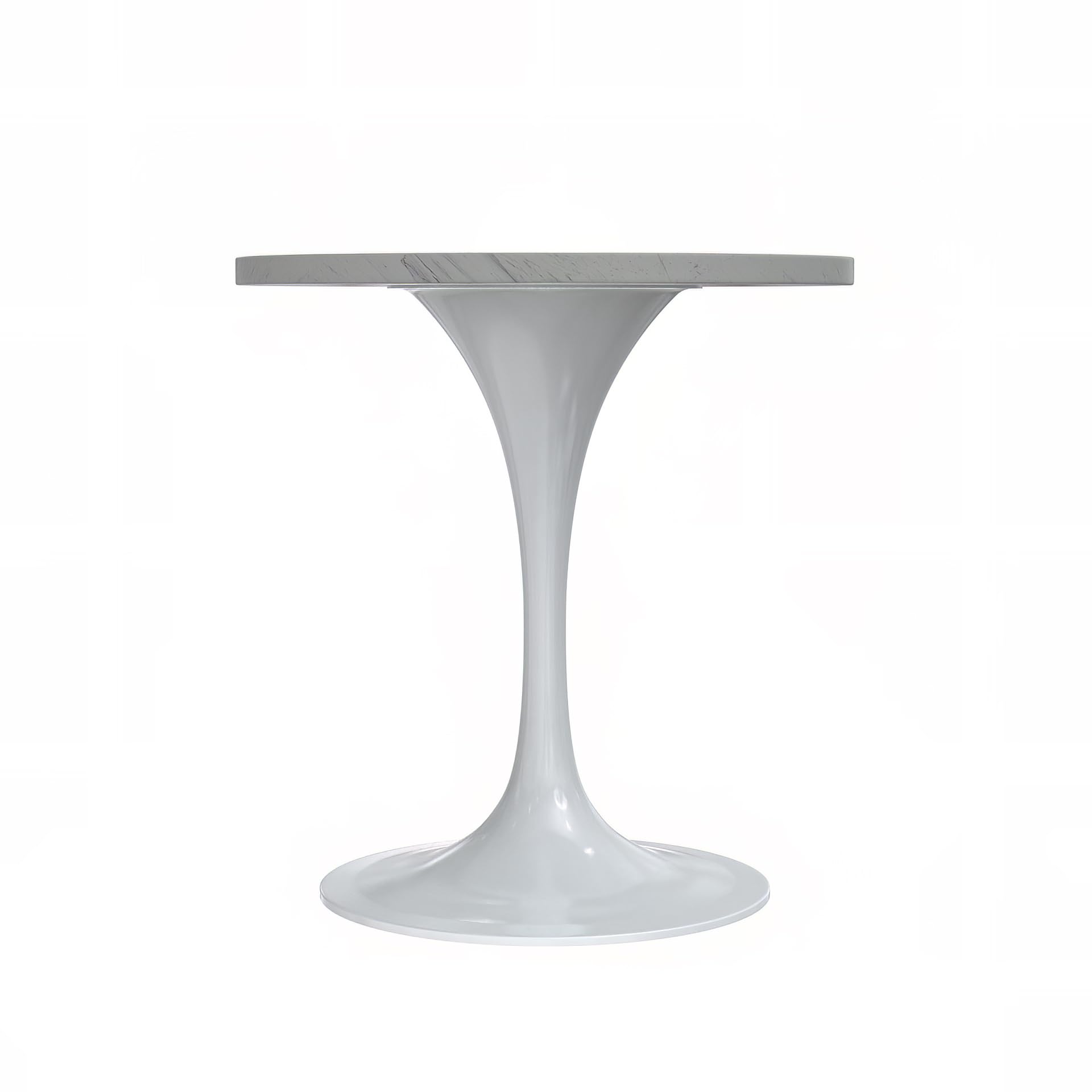 Modern Round Dining Table, White Resin Tabletop with Stainless Steel Pedestal Base, Contemporary Kitchen & Dining Room Table, Small Space Breakfast Nook Table (27 Inch)