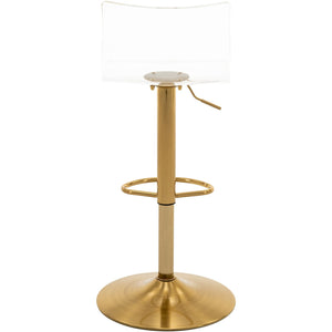 Acrylic Bar Stools with Mid Back, Set of 2, Transparent Adjustable Swivel Airlift Barstools, Counter Height Bar Chairs for Kitchen Dining Pub Cafe (Clear, Gold Base)
