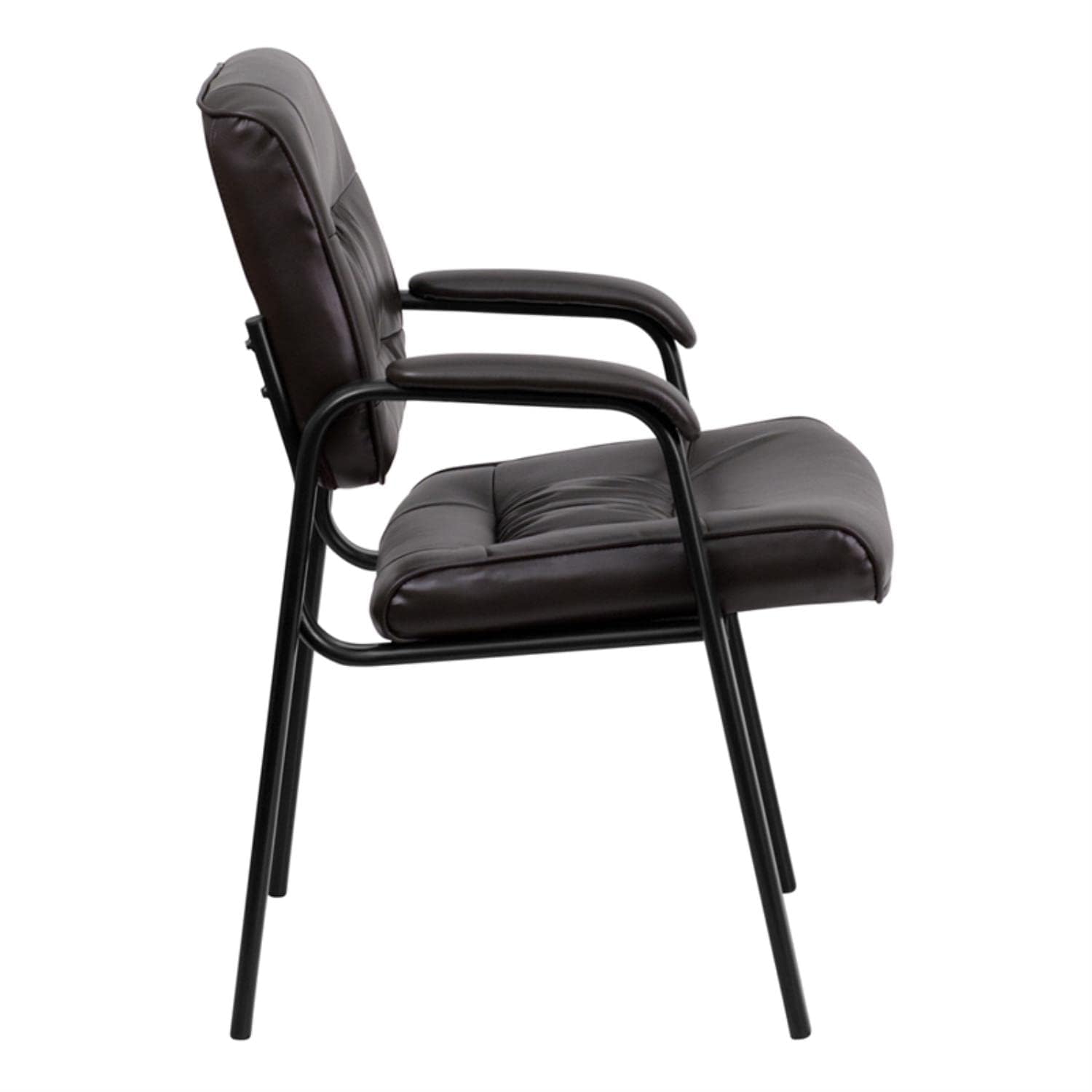 Haeger LeatherSoft Tufted Executive Reception Chair with Padded Armrests, Upholstered Side Chair for Living Room or Office, Brown