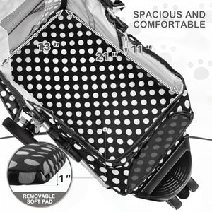3 Wheels Pet Dog Cat Stroller for Small Medium Dogs Cats, Foldable Jogger Stroller w/Storage Basket and Cup Holder, Black Polka Dots