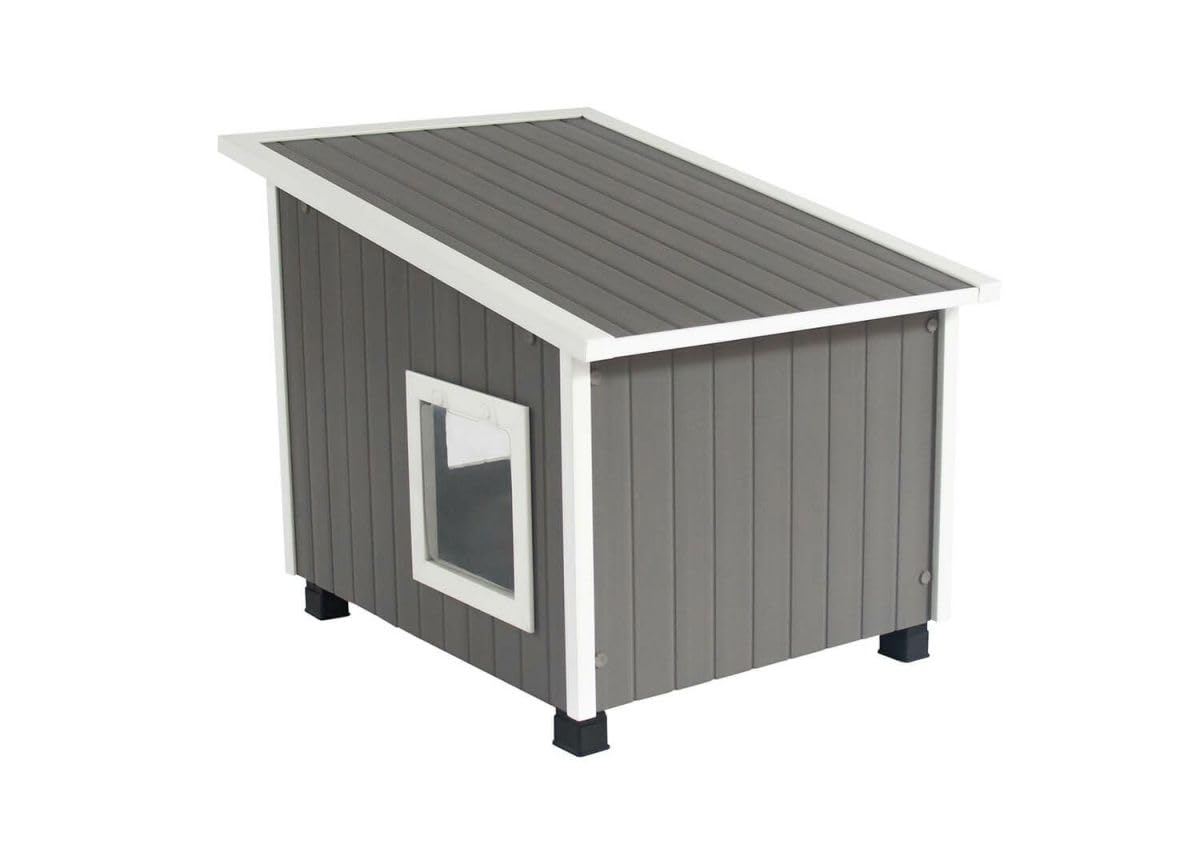Outdoor Cat House X-Large Weather Resistant, Raised Floor, Dual Vinyl Flaps, 30% Bigger, 28" W x 20" H