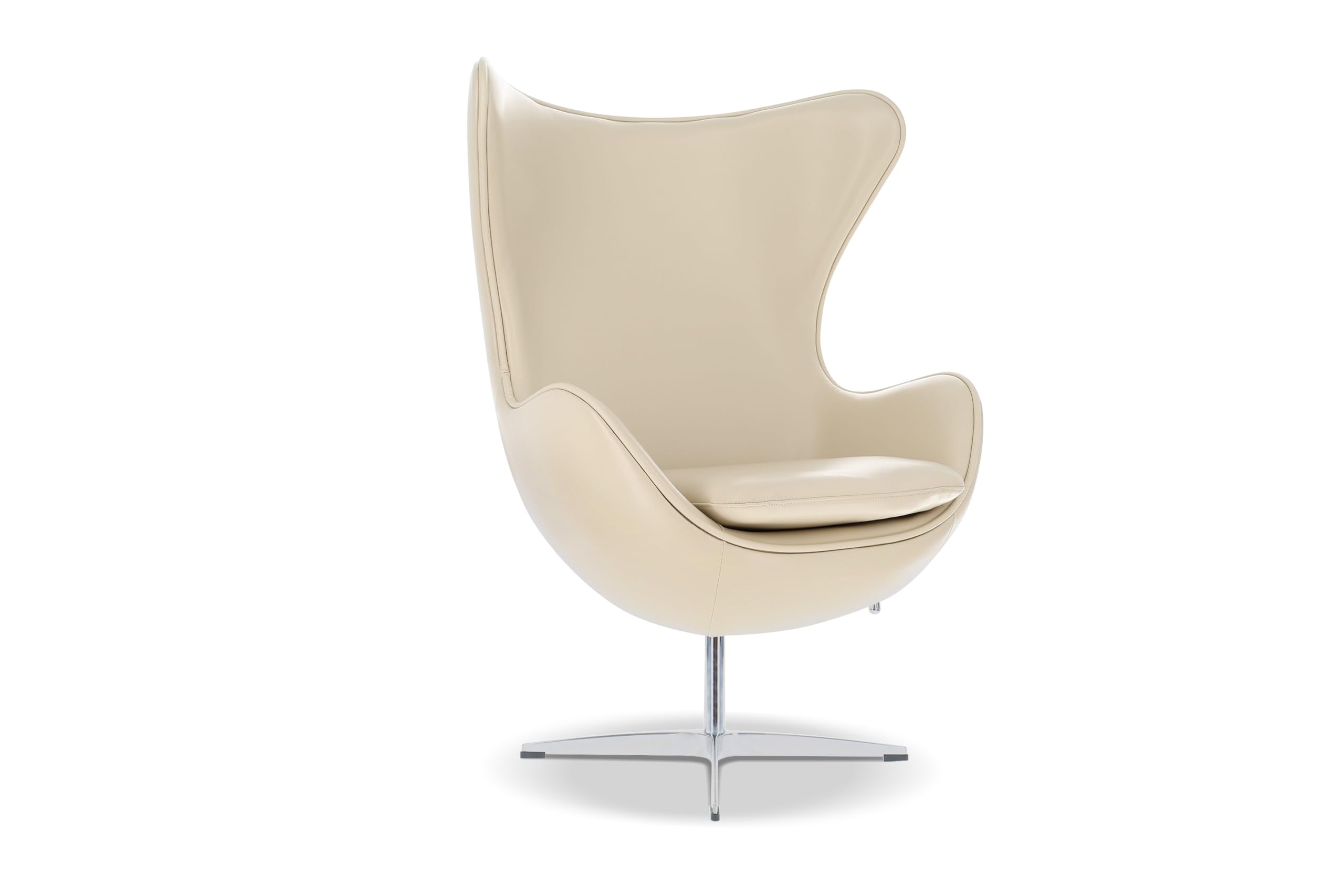 Valencia Finola Swivel Armchair 35.4”, Italian Nappa 11000 Top Grain Leather, 360° Swivel, Mid-Century Modern Accent Chair for Living Room, Cream