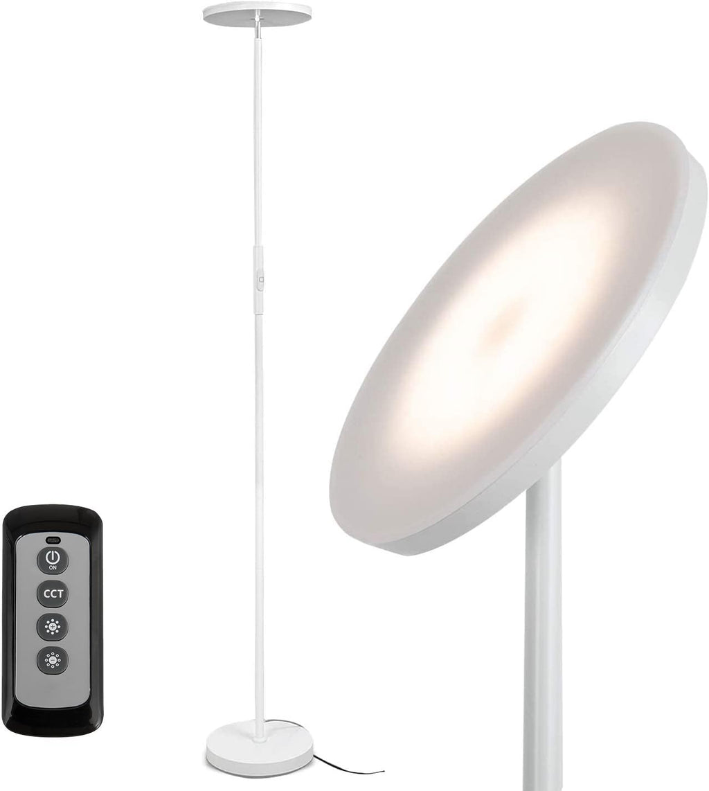 Floor Lamp,30W/2400LM Sky LED Modern Torchiere 3 Color Temperatures Super Bright -Tall Standing Pole Light with Remote & Touch Control for Living Room,Bed Room,Office (Pearl White)