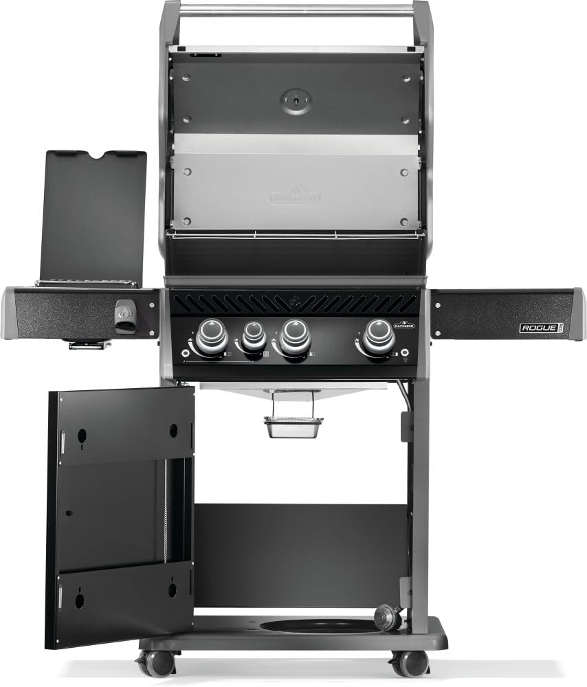 Rogue PRO 425 Propane Gas Grill with Infrared Side Burner, Black, Durable 4-Burner Backyard Grill