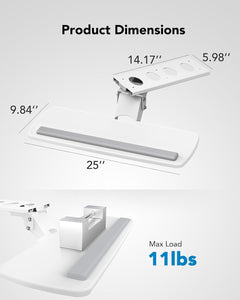Keyboard Tray Under Desk, 360 Adjustable Ergonomic Sliding Keyboard & Mouse Tray, Under Desk Keyboard Tray Slide Out, Keyboard Holder Under Desk for Typing in Home, Office Work, 25