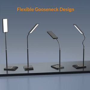 Desk Lamp, 800LM LED for Home Office, 12W Reading for Desk, Eye-Caring Light, Touch Table Gooseneck Lamp, 50 Lighting Modes, Bright for Bedroom, Study (Black)
