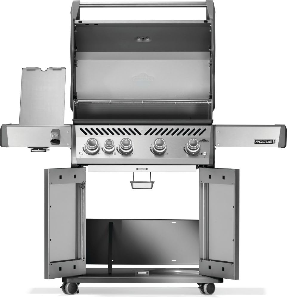 Rogue PRO 525 Propane Gas Grill with Infrared Side Burner, Stainless Steel, Durable 5-Burner Outdoor BBQ