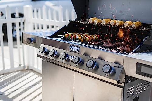 6+1 Convertible Natural Gas Smart bbq Grill, 6 Burners & 1 Side Burner Stainless Steel Denali 605 with Smart Technology, Knob Controls (Without Conversion Kit)