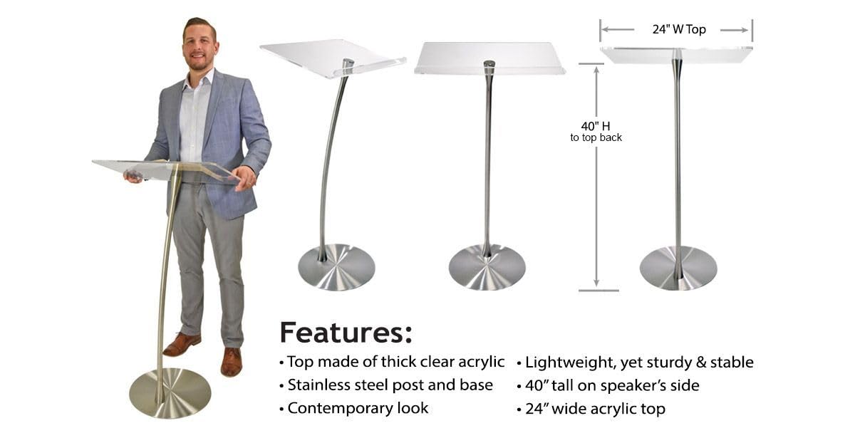 Arc 1 Stainless Steel and Acrylic Podium, Pulpit or Lectern
