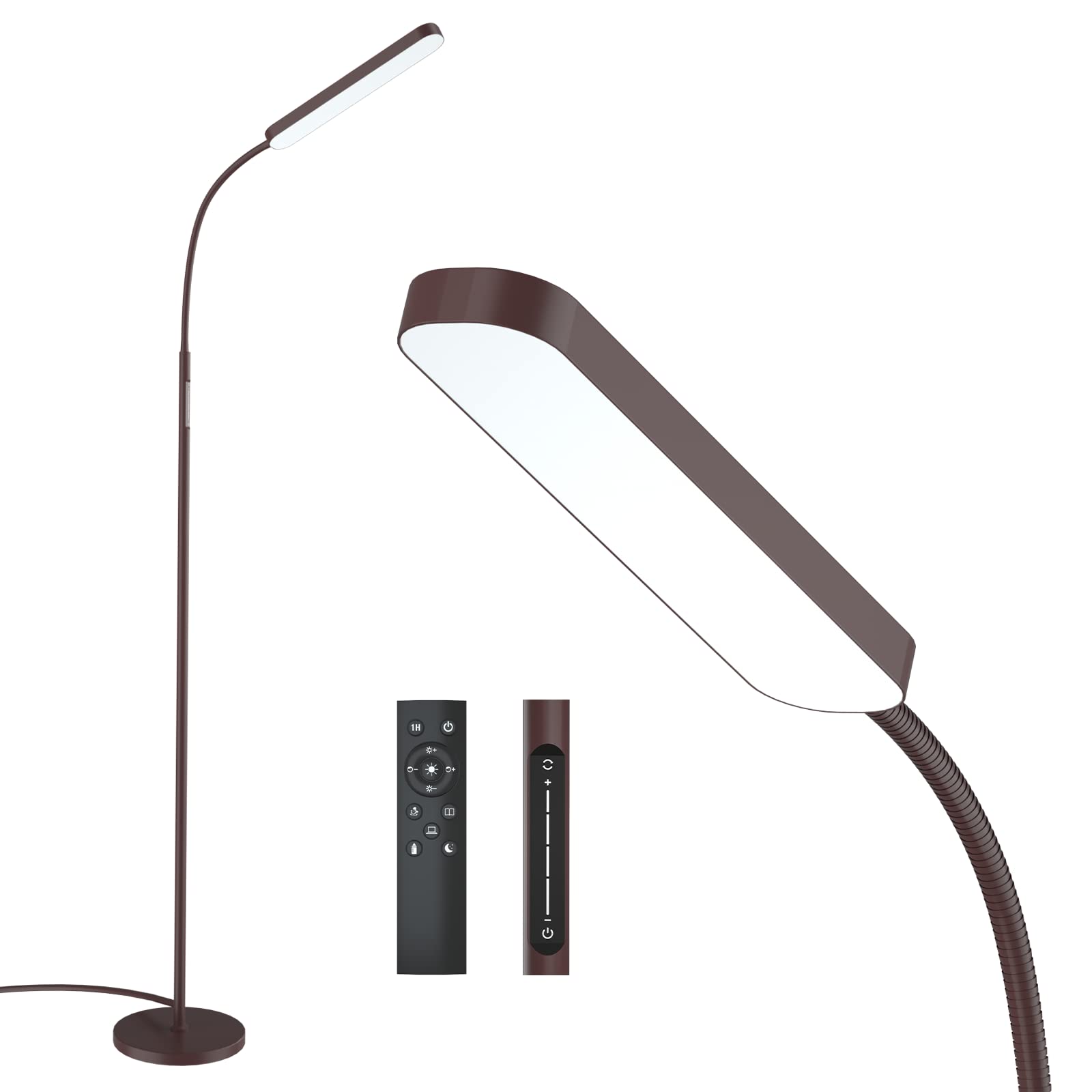 Led Floor Lamps with 15w/1000lm Bright LED Floor Lamp with Stepless Adjustable 3000K-6000K Colors and Dimmer, Remote and Touch Control Reading Lamp, Adjustable Floor Lamp for Living Room