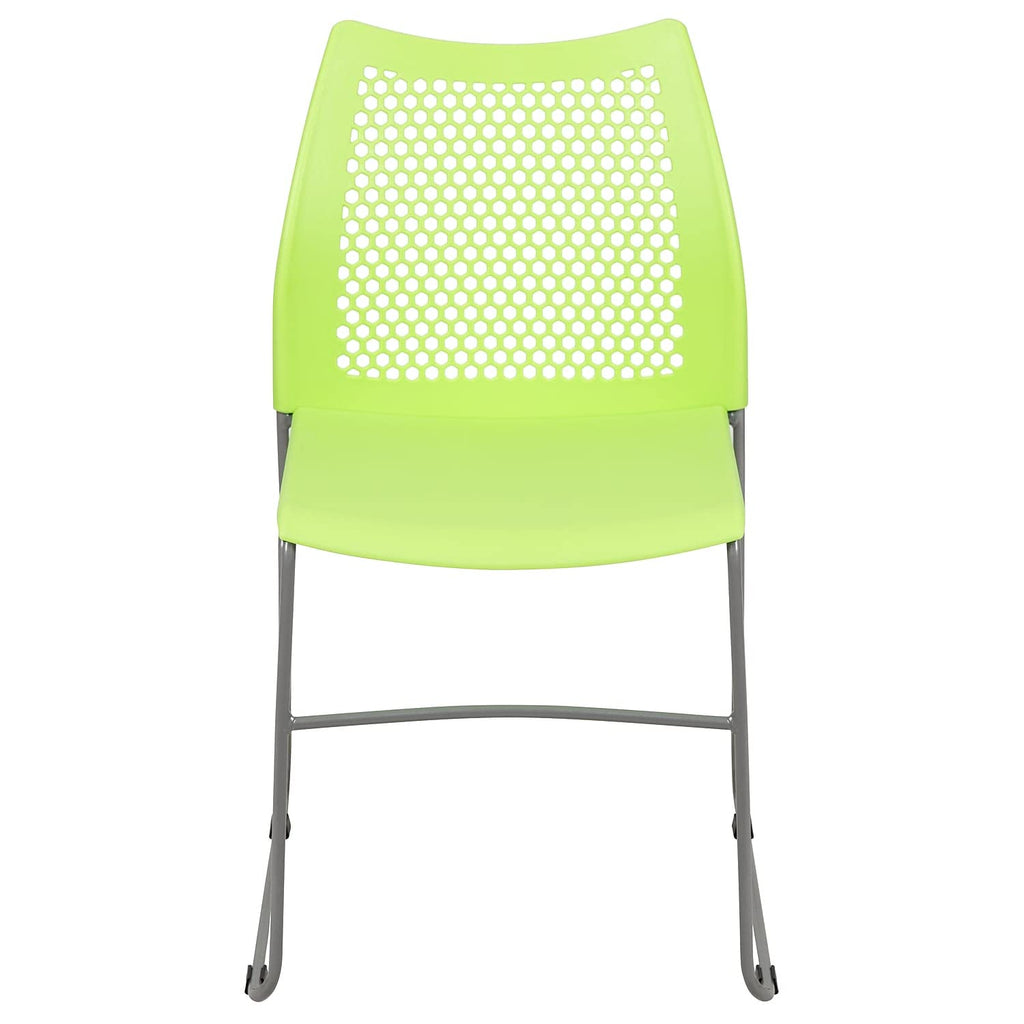 Set of 5 Green, Hercules Series Contoured Lobby Chairs with Air-Vent Honeycomb Backs, Ergonomic Stacking Chairs for Offices