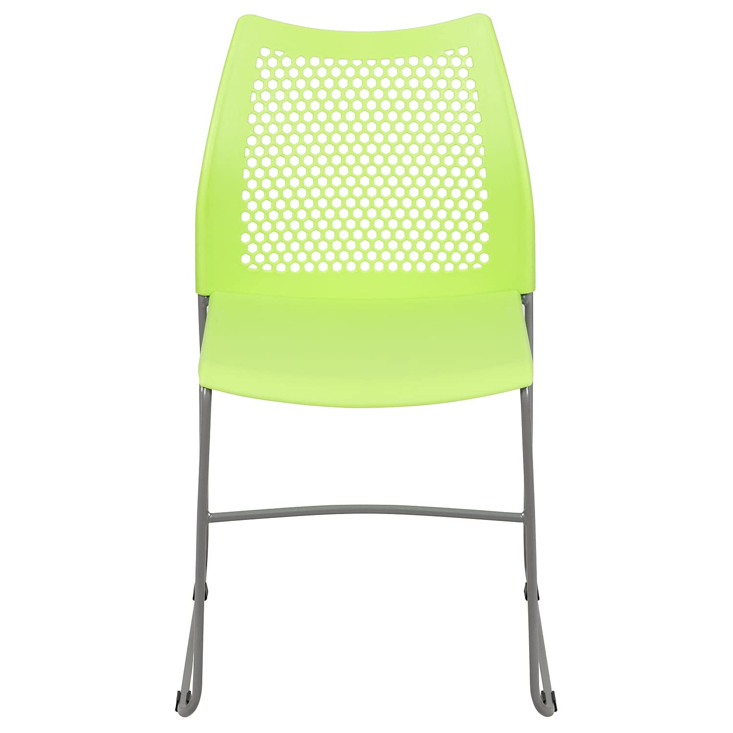 Set of 5 Green, Hercules Series Contoured Lobby Chairs with Air-Vent Honeycomb Backs, Ergonomic Stacking Chairs for Offices