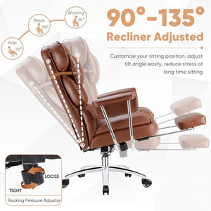 Executive Home Office Chair | Ergonomic Big & Tall High Back with Footrest, Lumbar Support & 360° Swivel