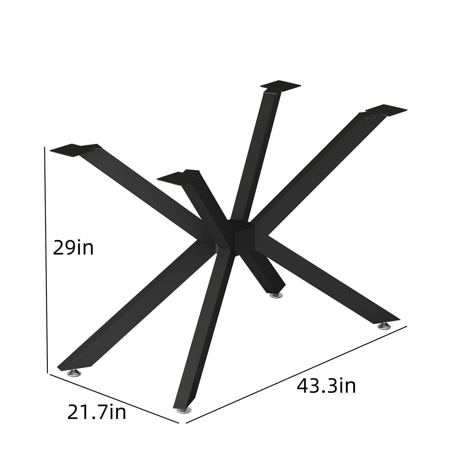 Modern Table Base Black 29" Metal Dining Table Legs with Suction Cups, Desk Base for Marble,Glass,Wood Top, Furniture Legs for Coffee Table, End Table, Home,Kitchen, Office