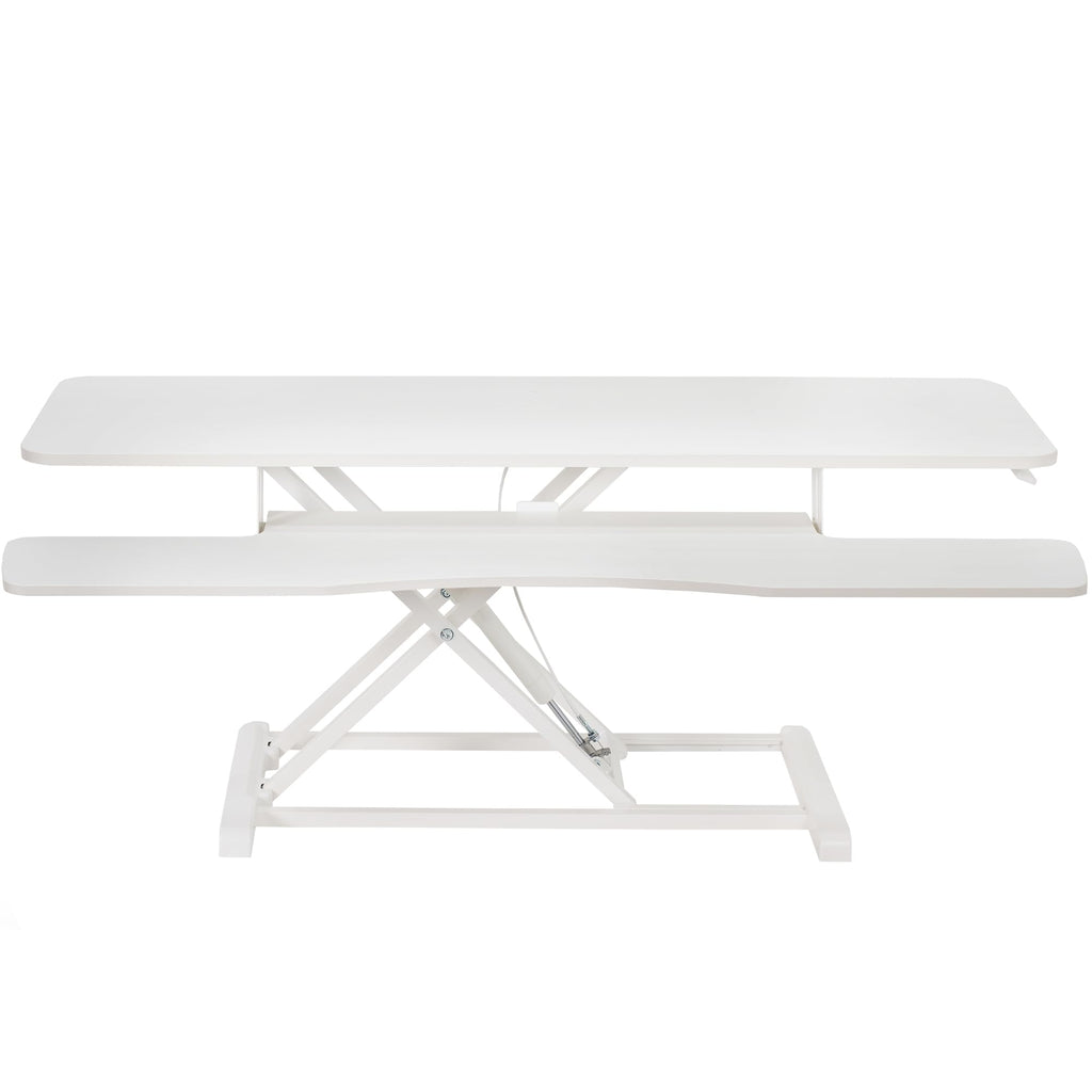 48 inch Desk Converter, K Series, Height Adjustable Sit to Stand Riser, Dual Monitor and Laptop Workstation with Wide Keyboard Tray, White, DESK-V048KW