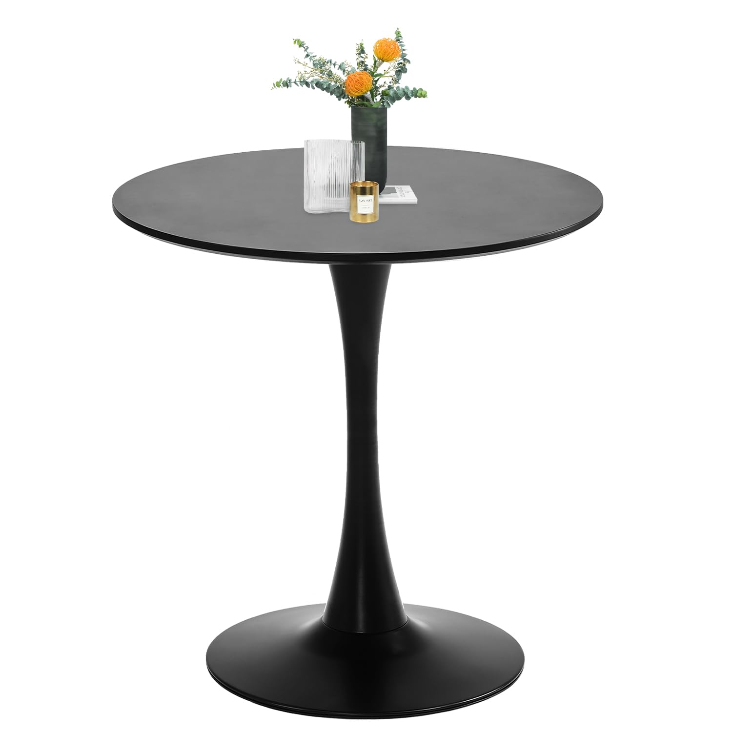 Black Round Dining Table, 27.6