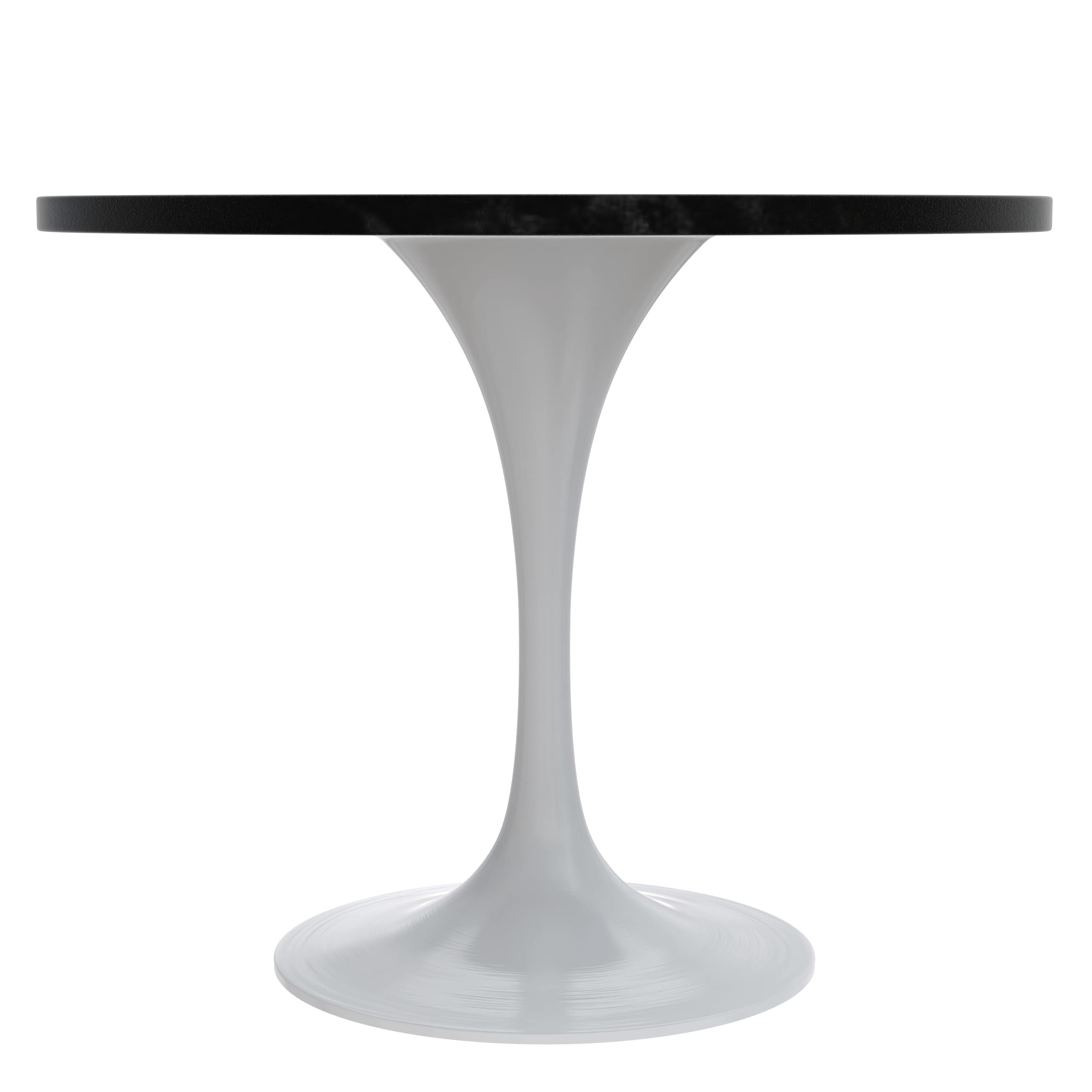 Mid-Century Modern 36 Inch Round Dining Table, MDF Wood Tabletop with White Steel Pedestal Base, Contemporary Kitchen & Dining Room Table, for Small Spaces (Black)