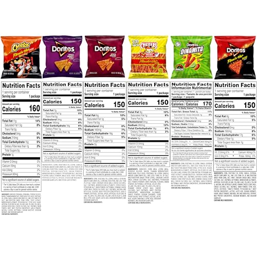 Frito-Lay Fiery Mix Variety Pack, Hot & Spicy Snacks Single Serve Bags, 2.56 Pounds, (Pack of 40), Flamin' Hot Cheetos, Doritos, Chester's Hot Fries