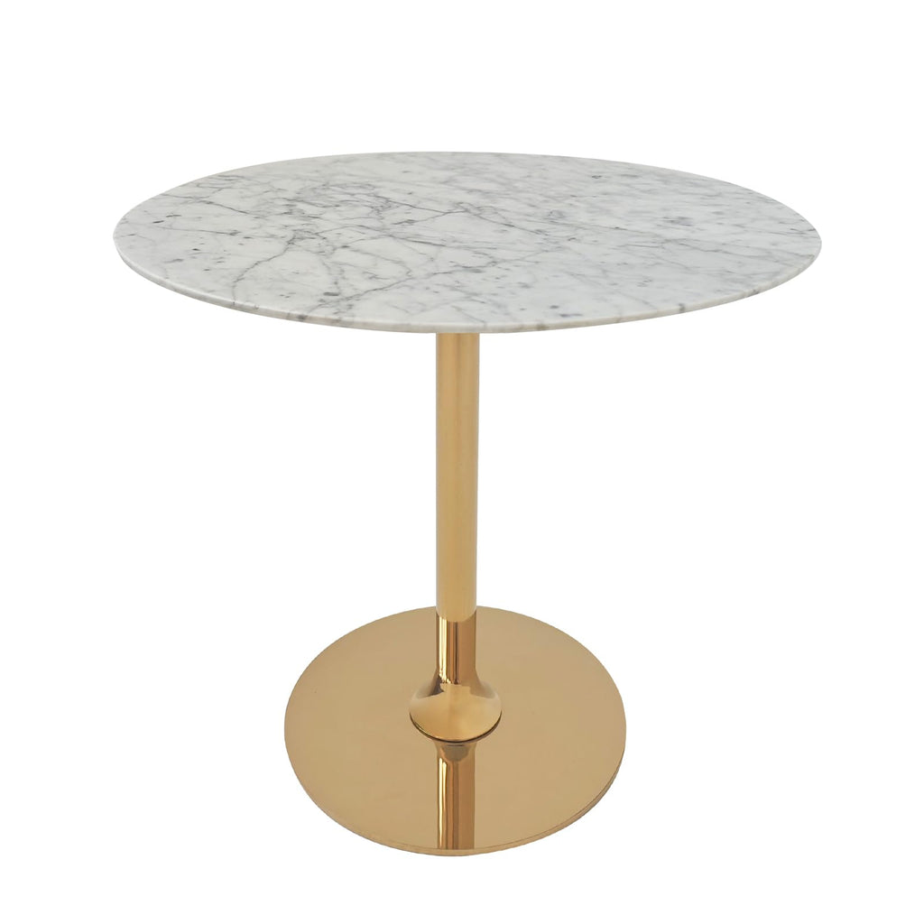 Round Marble Coffee Table with Sleek Metal Frame, Modern Nordic Side Table with, Elegant Nightstand for Living Room, Bedroom, Entryway, and Office - Durable, Easy to Clean