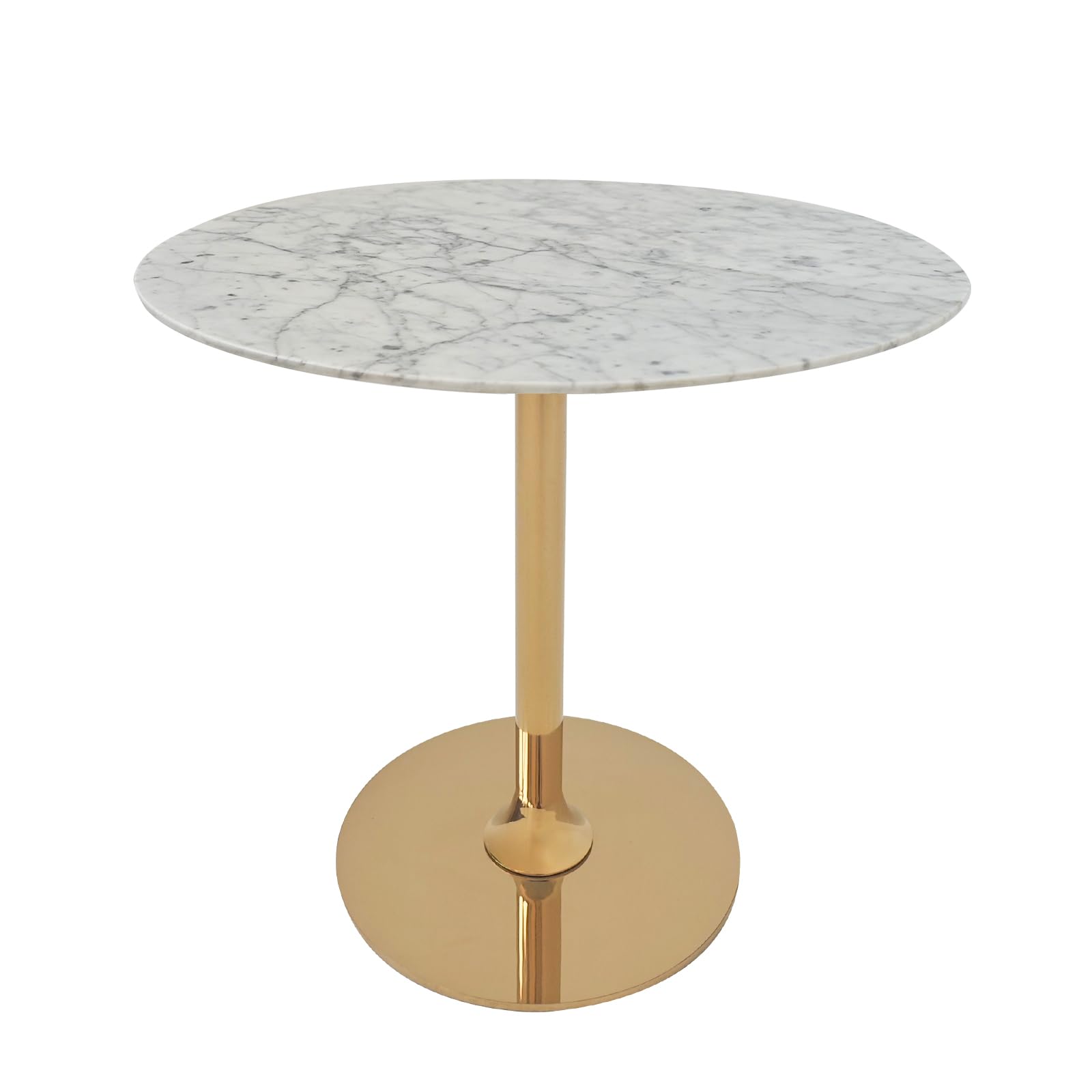Round Marble Coffee Table with Sleek Metal Frame, Modern Nordic Side Table with, Elegant Nightstand for Living Room, Bedroom, Entryway, and Office - Durable, Easy to Clean